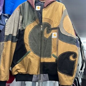 Carhartt Patchwork Logo Zip Front Hooded Jacket - Multicolor